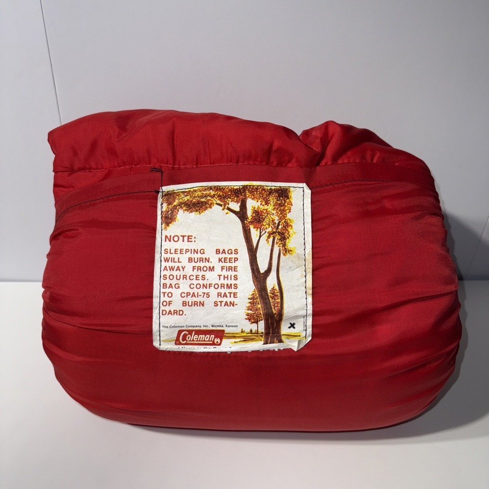 Vintage Coleman Red Sleeping Bag Camping Outdoor Gear USA Made